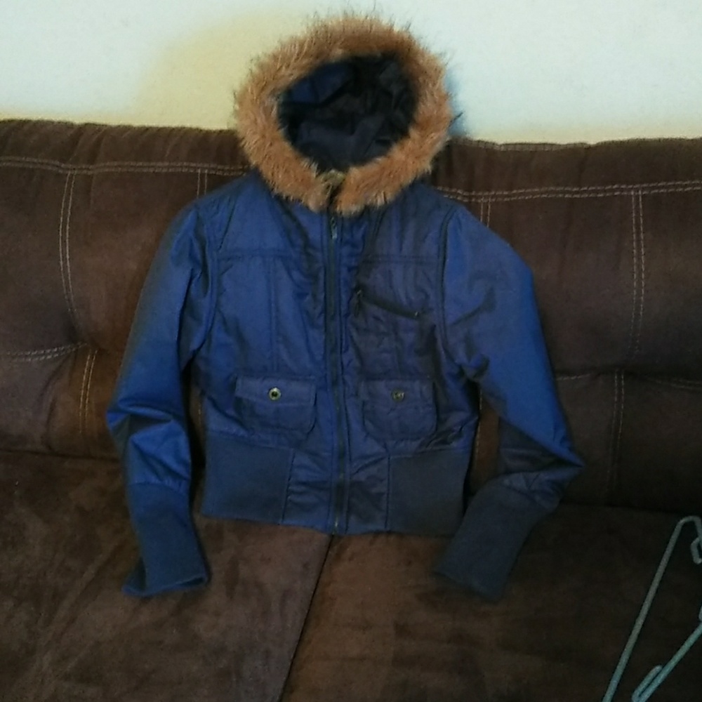 Blue fur jacket